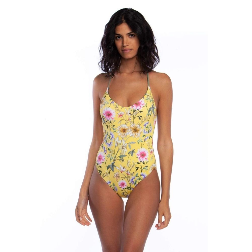 Lucky Brand Halter Floral Solid Reversible Cruisin Coronado One Piece Swimsuit S